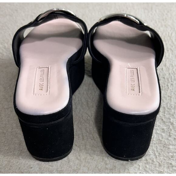 Aves Les Filles Addison Black Platform Sandals Women's Size 6.5 M Ring Accent - Picture 10 of 11